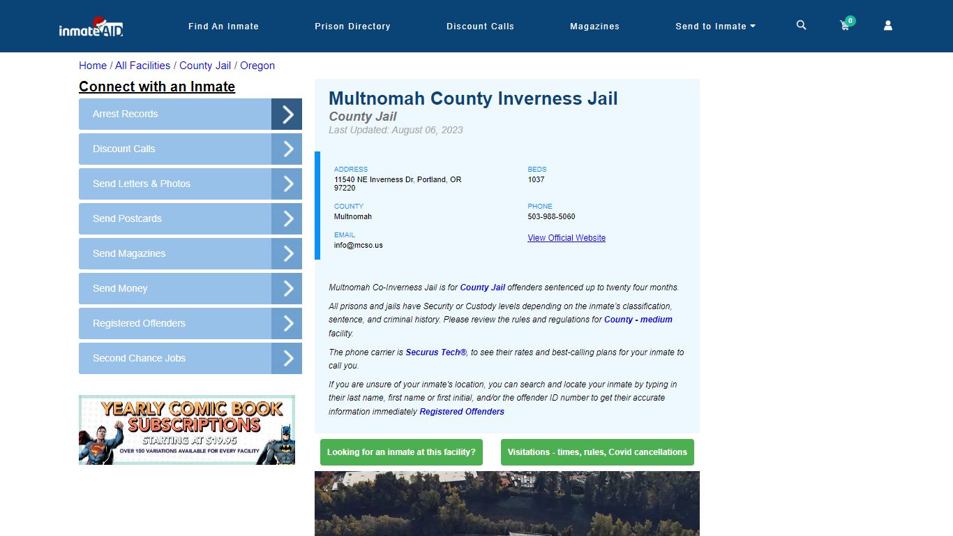 Multnomah County Inverness Jail - Inmate Locator - Portland, OR